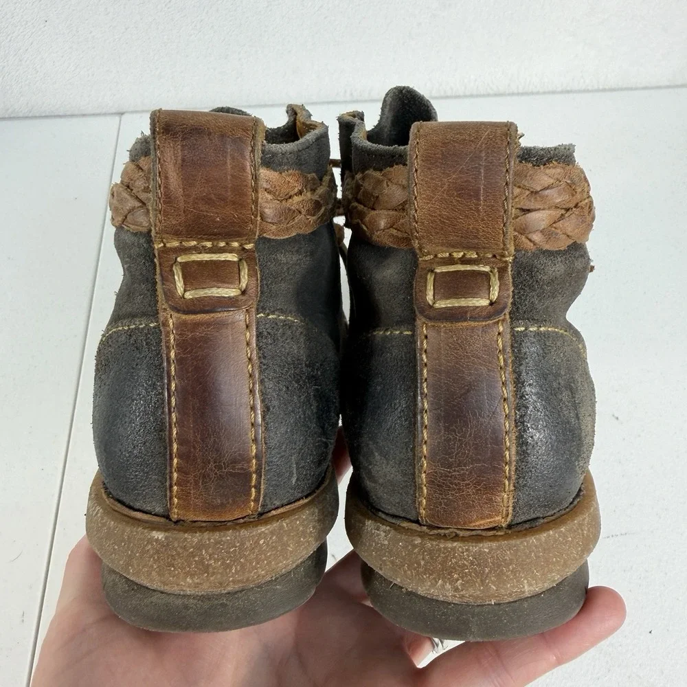 Born 7.5 Ankle Bootie Temple Final Suede‎ Rugged Leather Lace Up Boots Women's